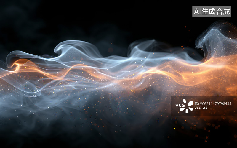 【AI数字艺术】黑色背景下的烟雾造型背景素材图片素材