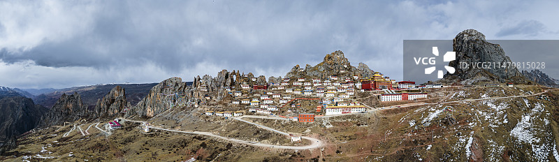 西藏孜珠寺全景航拍图片素材