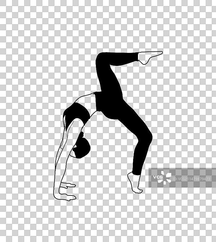 年轻女人瑜伽姿势线条画图片素材