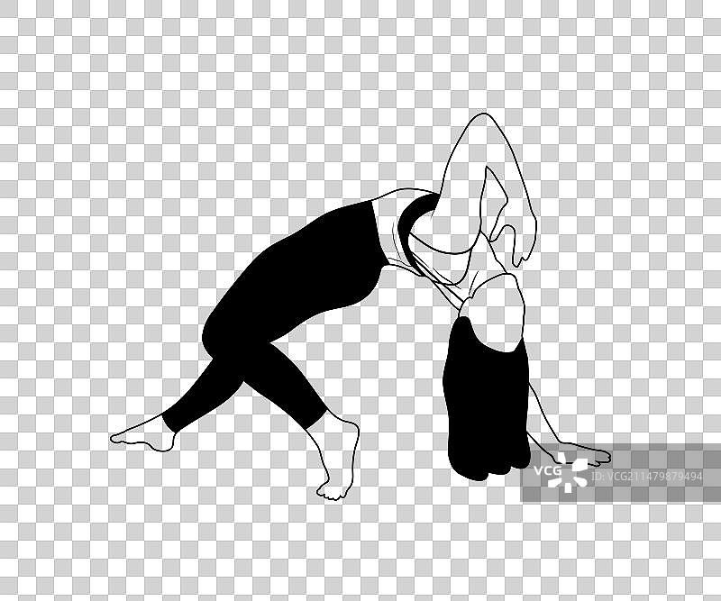 年轻女人瑜伽姿势线条画图片素材