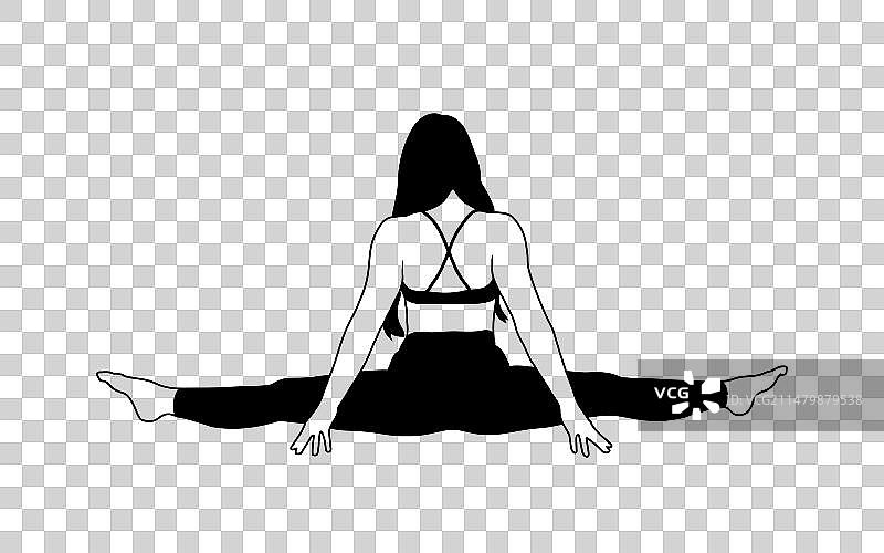 年轻女子瑜伽姿势线条艺术画图片素材