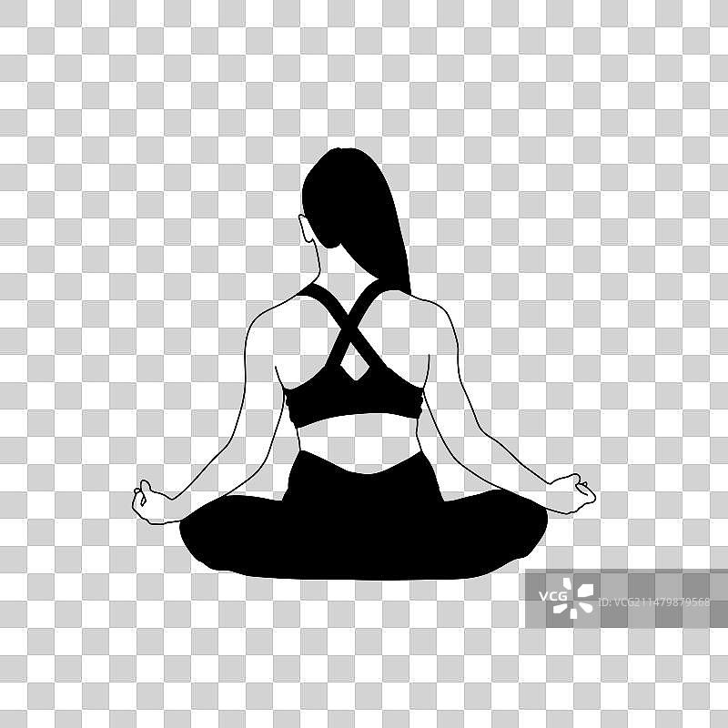 年轻女子瑜伽姿势线条艺术画图片素材