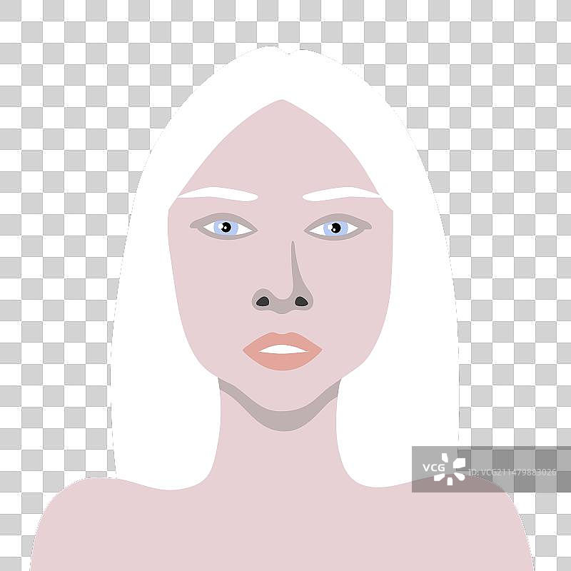 年轻的白化病女性，具有欧洲人外貌图片素材