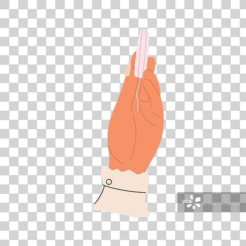 女人手指拿着卫生棉条，注意卫生图片素材