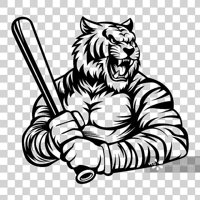 愤怒的老虎棒球队标志图片素材