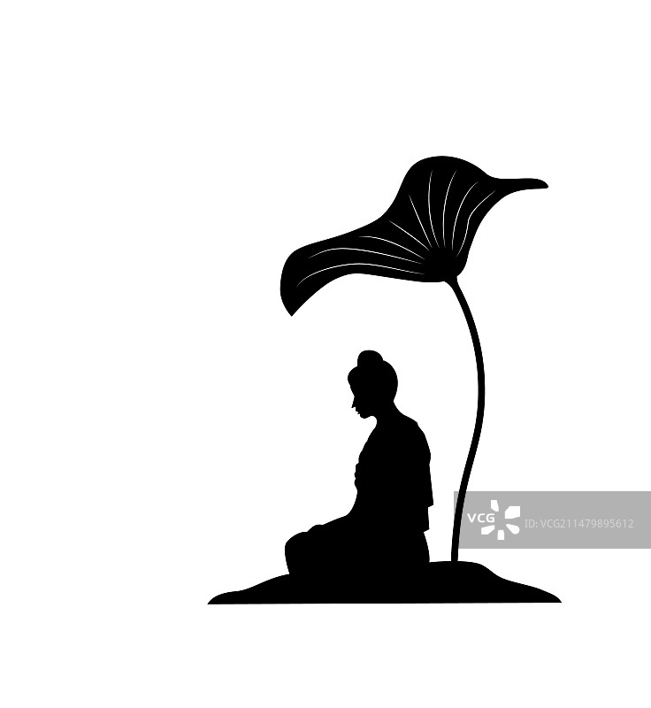 树叶下的佛像图片素材