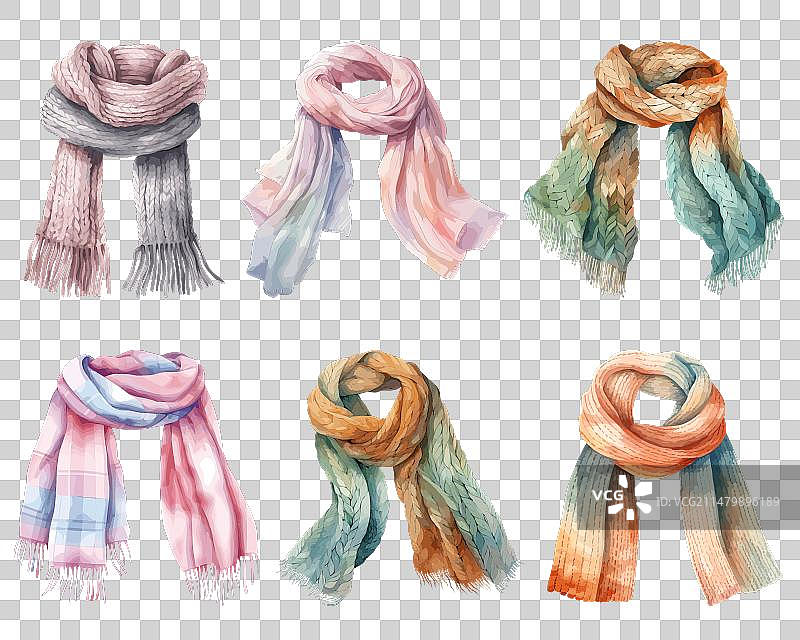水彩冬季围巾套装冬季配饰图片素材