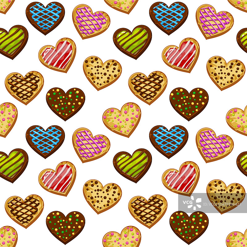心形饼干无缝图案装饰图片素材