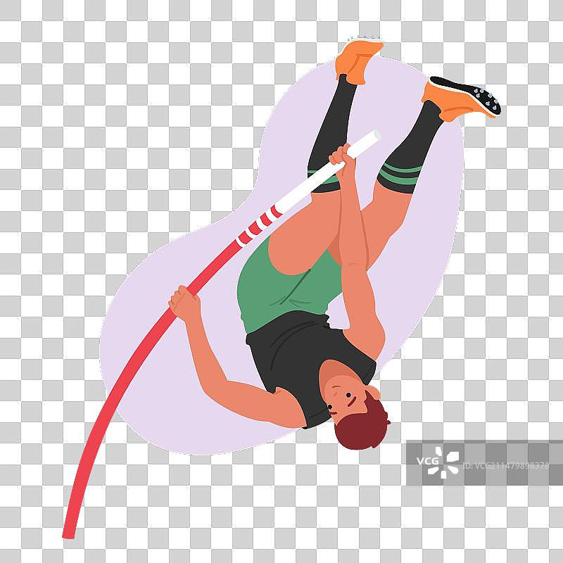 撑杆跳运动员腾空飞跃图片素材