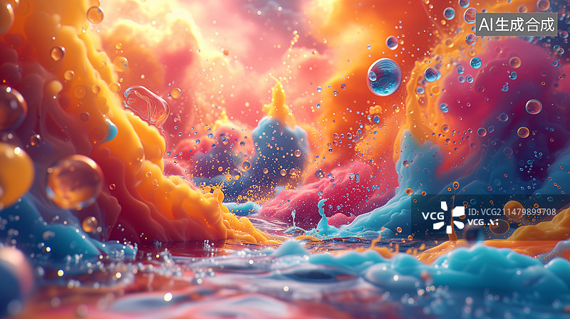 【AI数字艺术】3D色彩鲜艳的水滴纹理宇宙景观风格3D 色彩鲜艳的水滴纹理宇宙景观风格图片素材