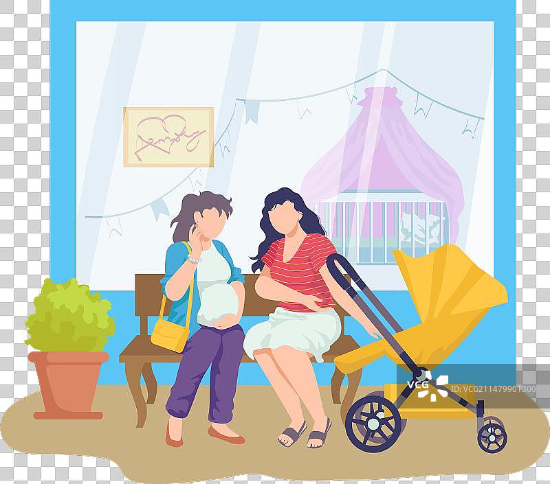 孕妇与年轻妈妈交流图片素材