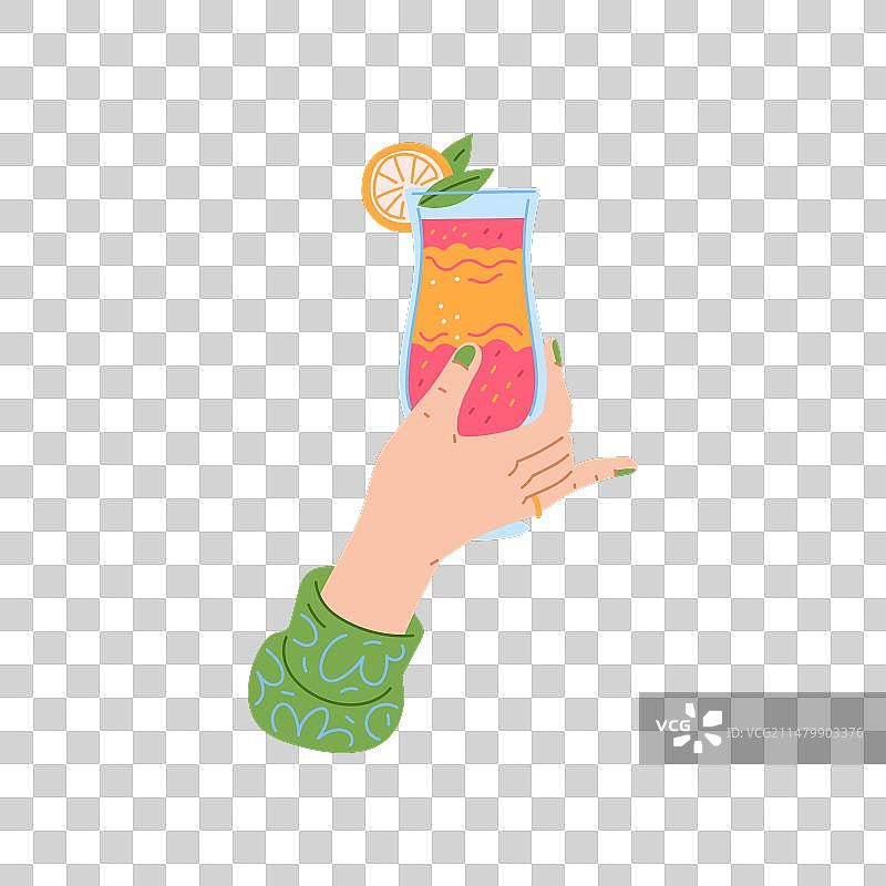 手持热带鸡尾酒杯图片素材