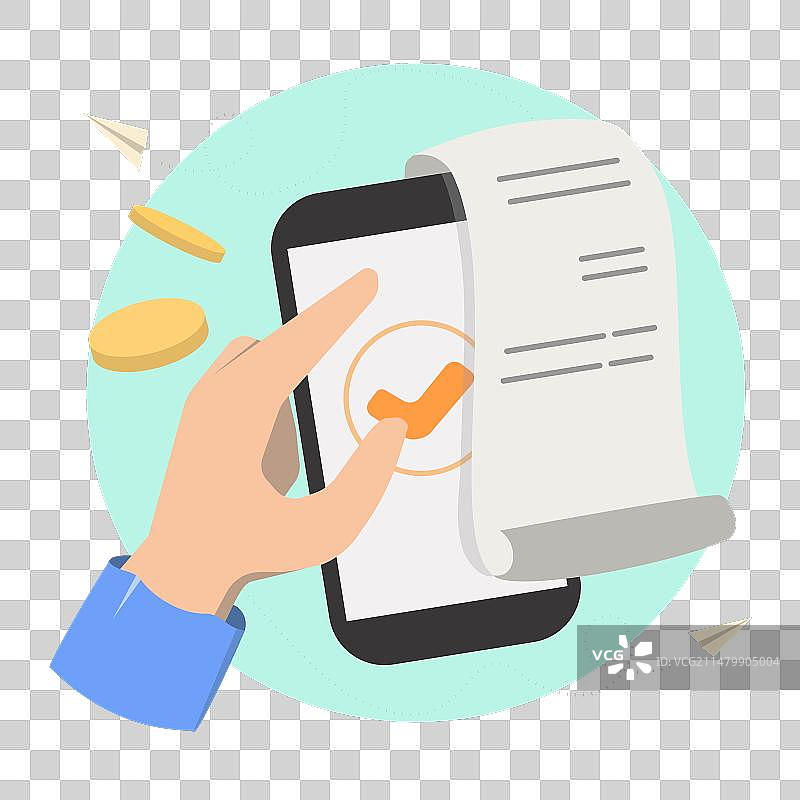 智能手机上的账单支付交易图片素材