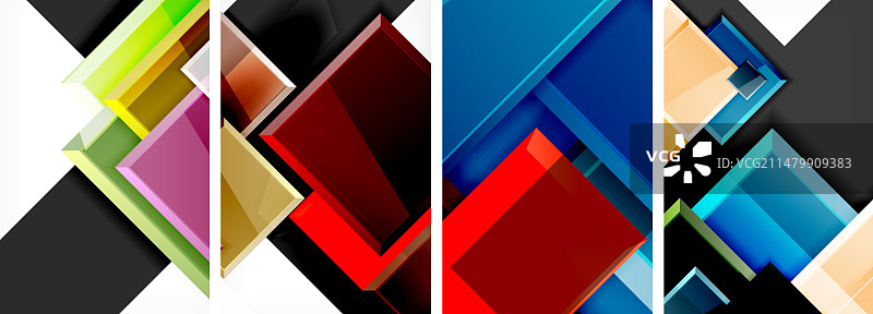 彩色玻璃光泽方形构图海报套装图片素材