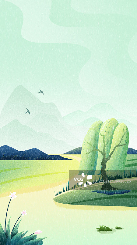 手绘节气插画-清明图片素材