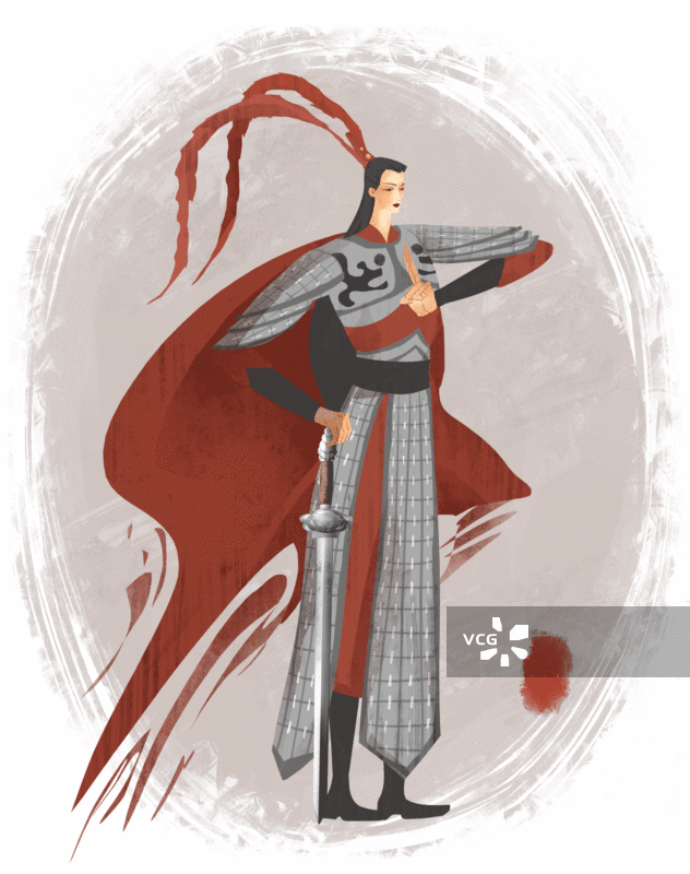 历史名人穆桂英插画GIF动图图片素材