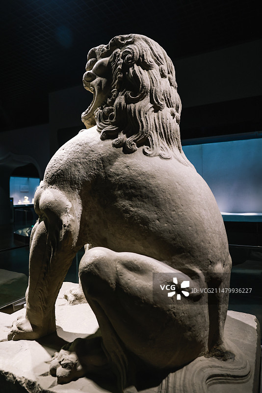 河北博物院唐代石狮图片素材