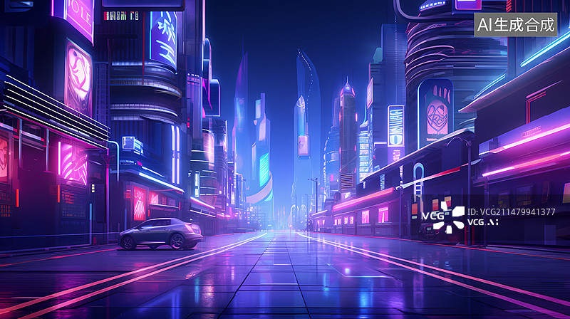 【AI数字艺术】赛博朋克未来概念插画图片素材
