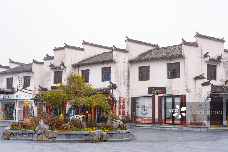 安徽西递村徽派建筑古村落风光图片素材