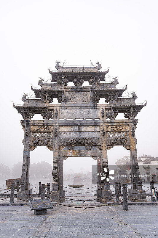 安徽西递村徽派建筑古村落风光图片素材