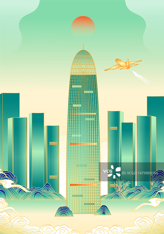 山东济南城市建筑插画图片素材