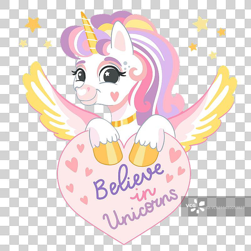 卡通独角兽爱心图片素材