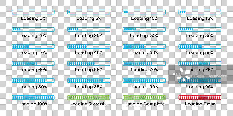 加载条信息图表图标集0-100%图片素材
