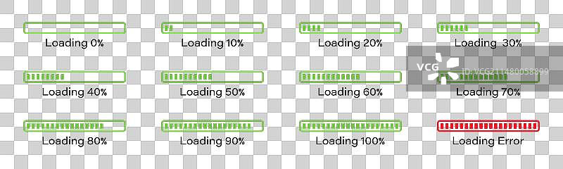绿色0-100加载图标集图片素材