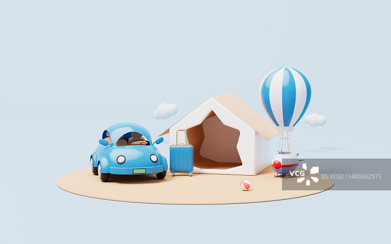 露营旅游概念3D插画图片素材