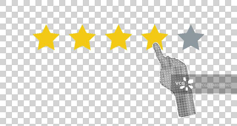 手指指向四星的半色调手图片素材