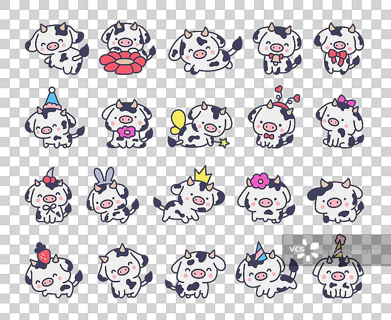 可爱的卡通小牛农场动物图片素材