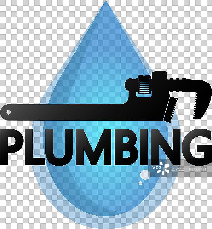 扳手和蓝色水滴图片素材