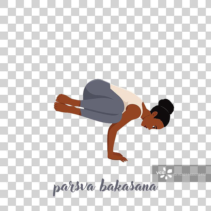 女人在白色背景下做侧鹤式图片素材