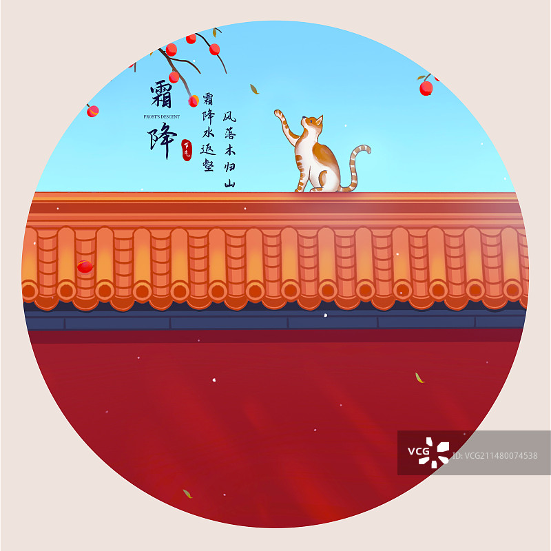 中国风霜降节气插画图片素材