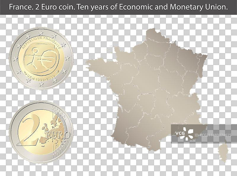 法国2欧元硬币图片素材