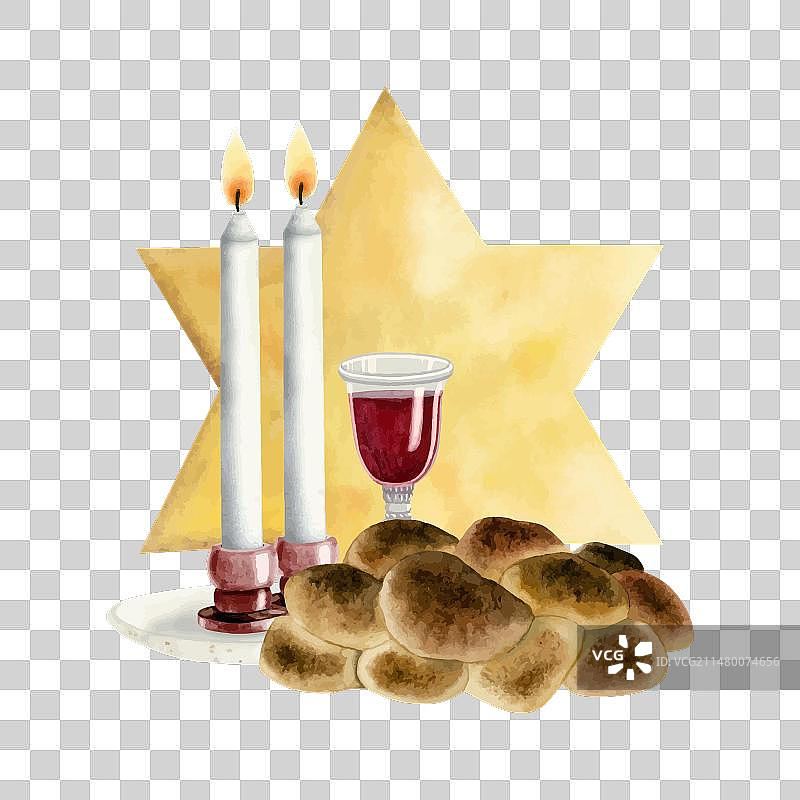 安息日概念：面包和酒杯图片素材