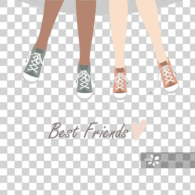 穿运动鞋的女孩和朋友图片素材