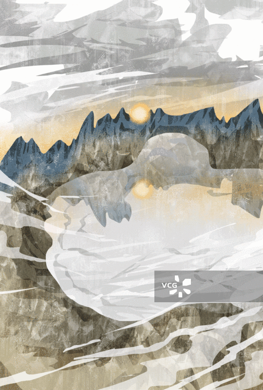 长白山天池插画GIF动图图片素材