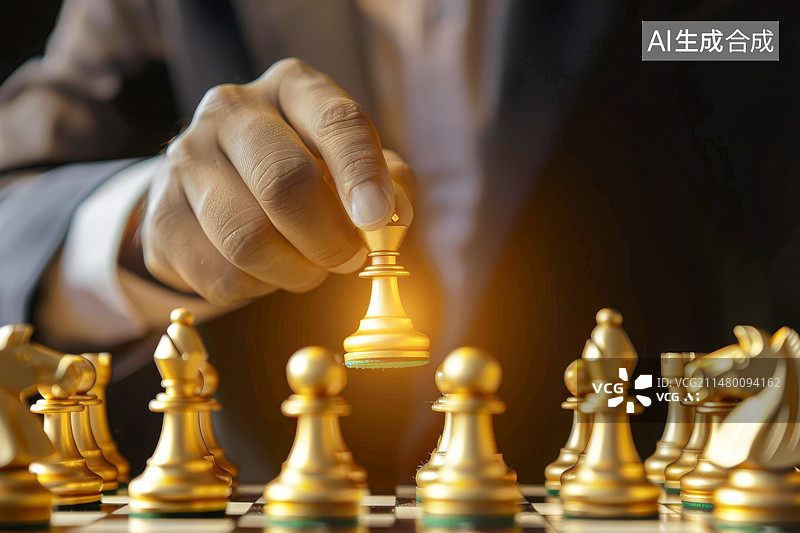 【AI数字艺术】国际象棋的领导执行理念图片素材