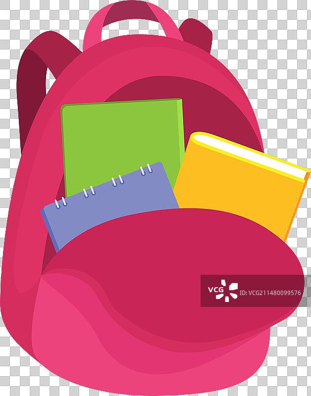 亮粉色书包与书籍图片素材