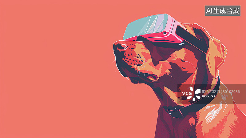 【AI数字艺术】戴着虚拟现实眼镜的狗图片素材