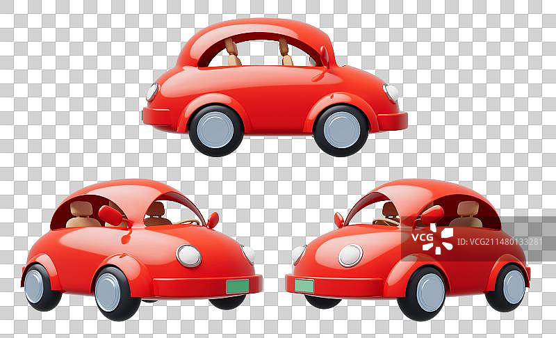 元素卡通汽车3D插画图片素材