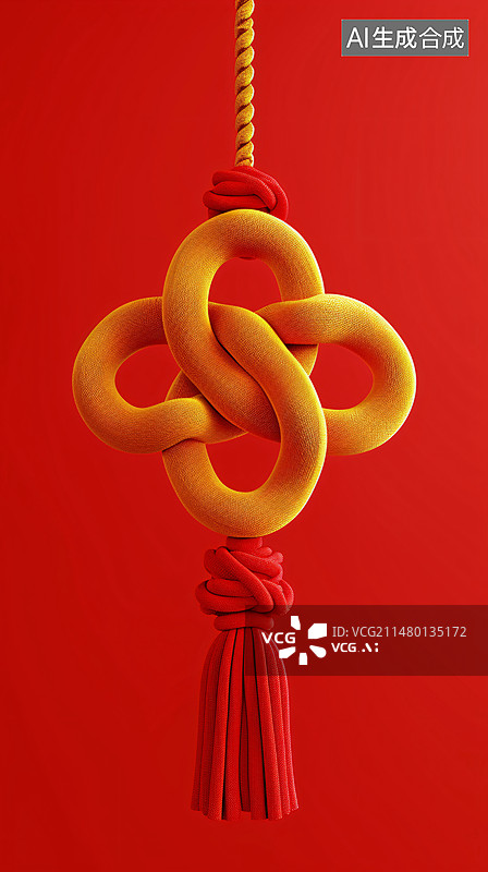 【AI数字艺术】传统节日新年春节过年喜庆元素中国结图片素材