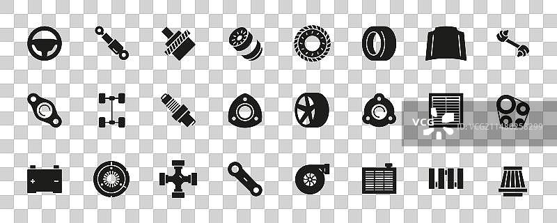 汽车零件黑色轮廓图标图片素材
