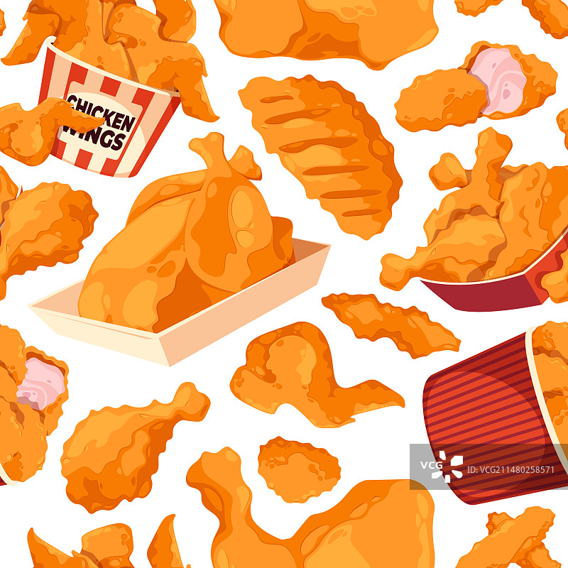 炸鸡图案无缝快餐印花图片素材