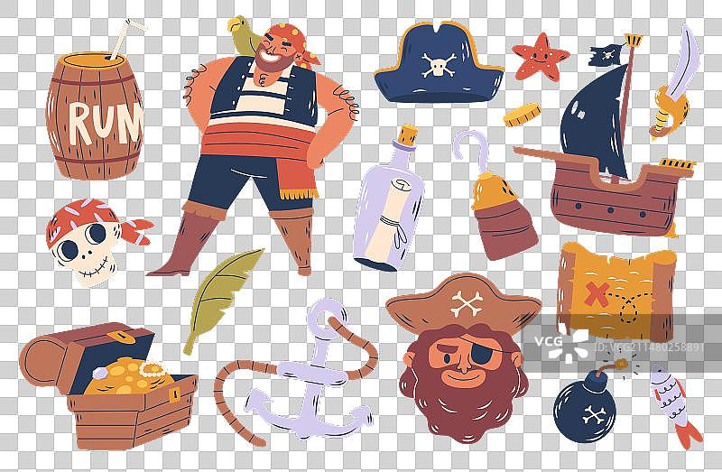 包括风化三角帽的海盗物品图片素材