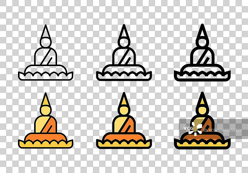 佛像填充轮廓和线条图标图片素材