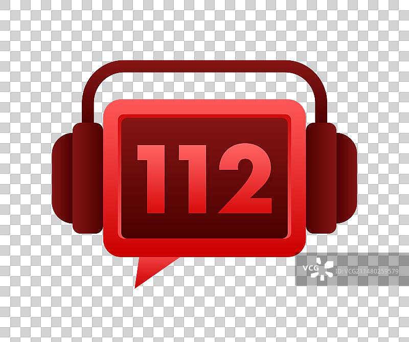 带有112号码的紧急服务耳机图标图片素材