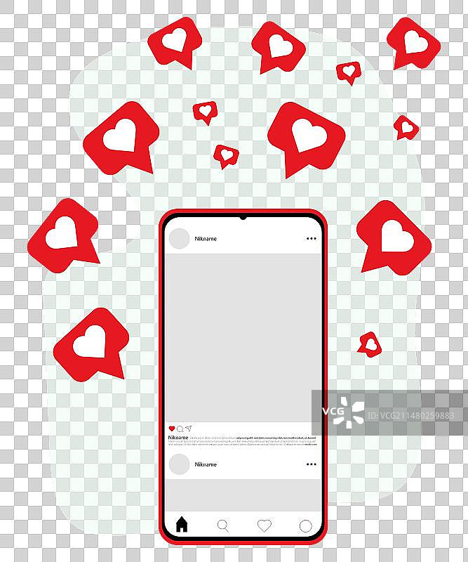 带有开放式社交网络页面点赞的智能手机图片素材