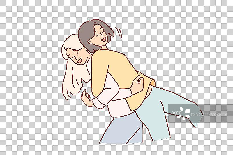 互相抬举着玩闹的女士朋友图片素材